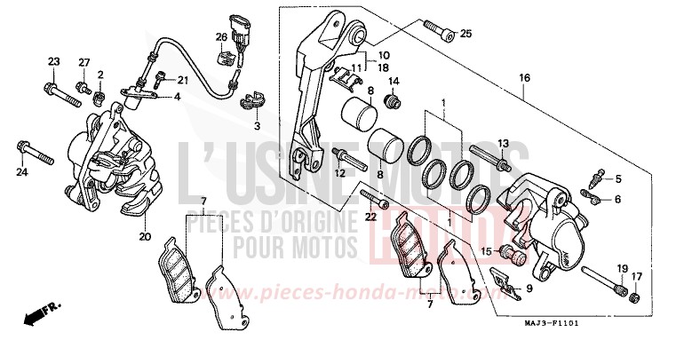 ETRIER DE FREIN AVANT (ST1100AS) de Pan-European ABS PEARL ATLANTIS BLUE (B142D) 1995